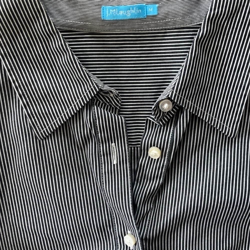 J. Mclaughlin Top Striped Button Front Cotton Tun… - image 6